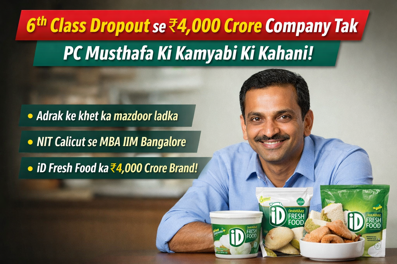 6th Class Dropout ki Success Story: PC Musthafa aur iD Fresh Food ka ₹4,000 Crore Safar